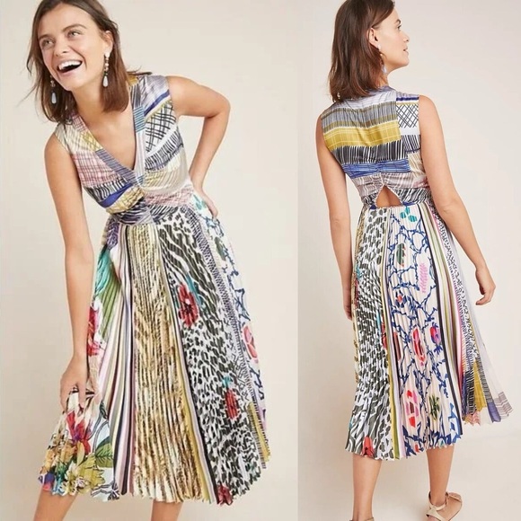 Geisha Designs Anthropologie Jacinta Pleated Fit & Flare Sleeveless dress size 0 - Picture 1 of 10